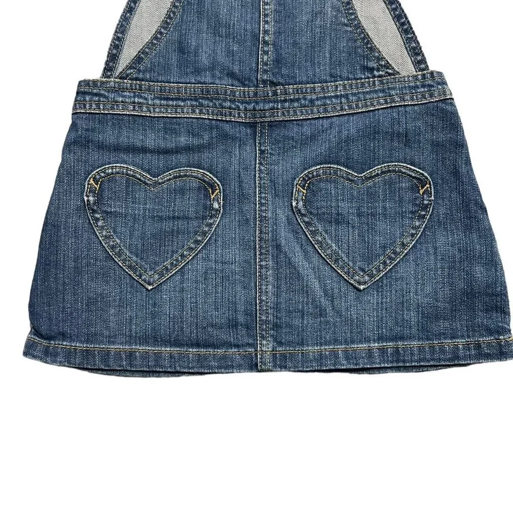 Mini Boden 3-4Y Denim Heart Pocket Overall Dress